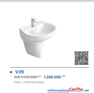 Lavabo + Chân Viglacera V39