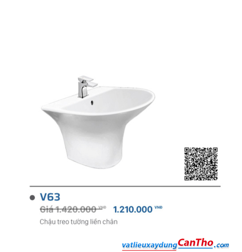 Lavabo Liền Chân Viglacera V63