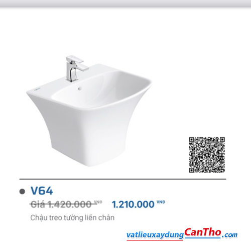 Lavabo Liền Chân Viglacera V64