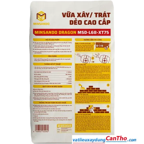 Vữa xây / trát dẻo cao cấp MINSANDO MSD-L68-XT75